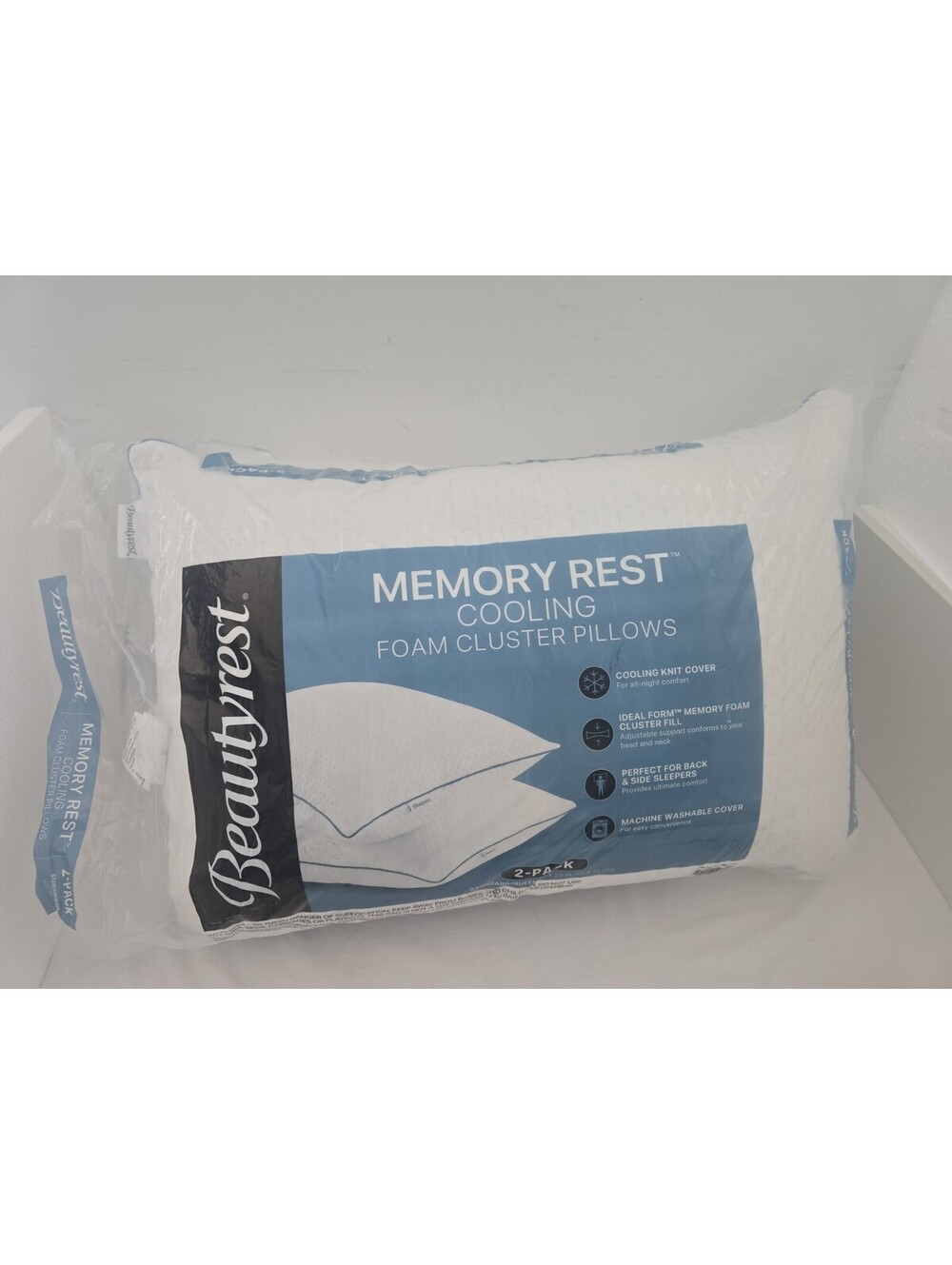 Beautyrest 2 pack memory rest cooling pillow 20X 28 inch